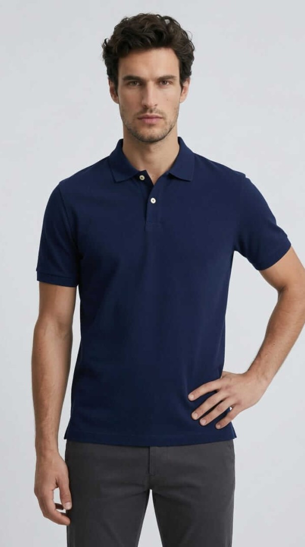 Babberg Erkek Lacivert Basic Polo Yaka Kısa Kollu Tişört